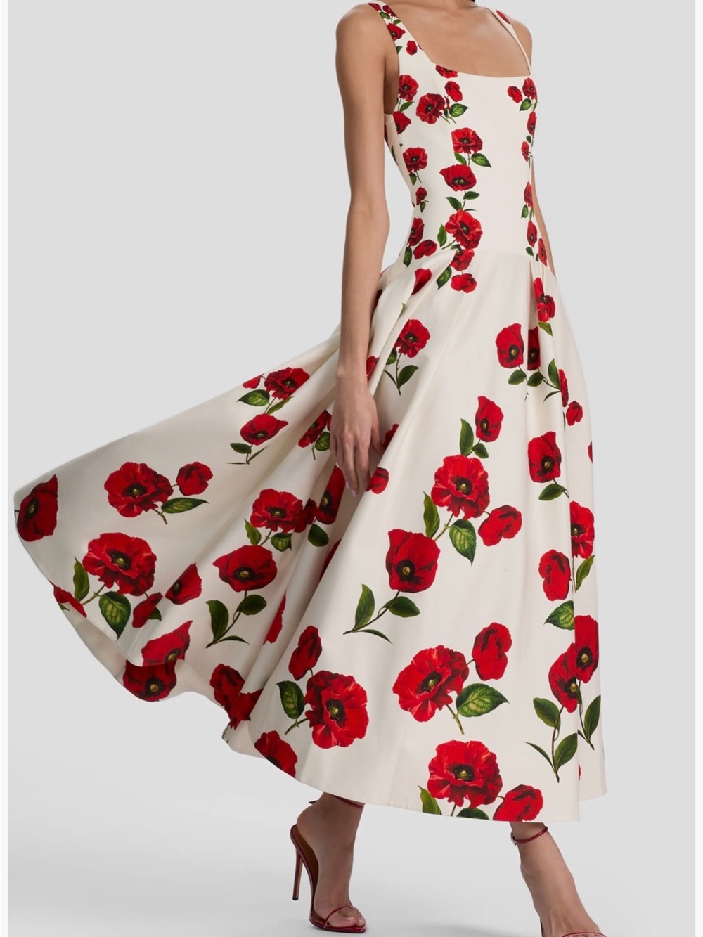 Alice + Olivia Adley Floral Midi Dress In Summer Poppy size 2 NWT